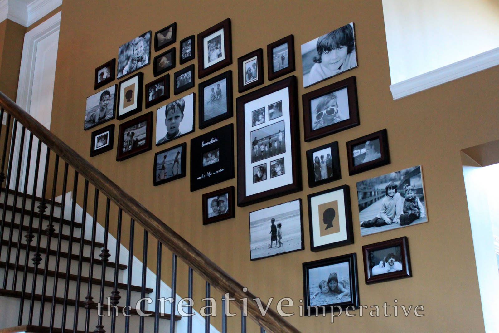 The Creative Imperative Stairway Gallery Wall My Mom Has Been Bugging Asking Me To Help Her Hang Pictures For Over A Year Now Seriously I Was Hy Do It But Knew Would Take Major