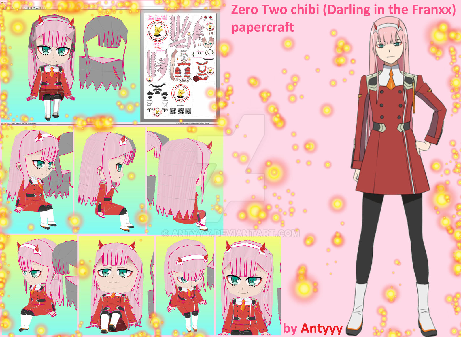 Antyyy's Papercrafts Zero Two (Franxx) chibi papercraft