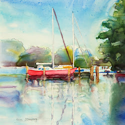 boat watercolor painting kim water paintings stenberg yupo watercolour sold impressionistic matted rich journal marina july
