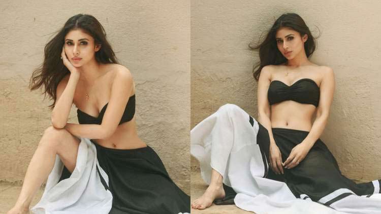 Mouni Roy flunts her hot and sexy figure in black Bralette and Long Flowy Skirt