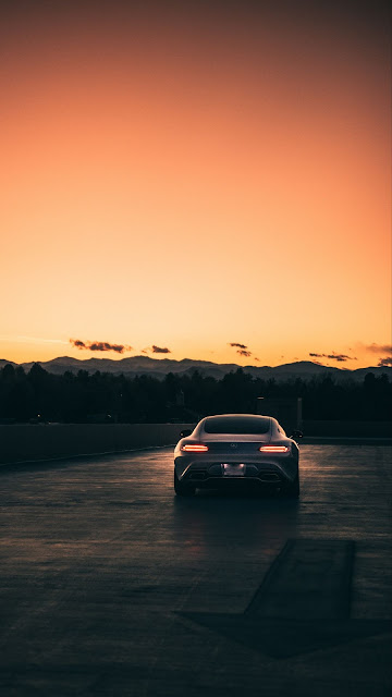 Free wallpaper Mercedes, Gray Car, Sunset Free wallpaper Mercedes, Gray Car, Sunset