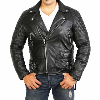 Mens biker leather jacket