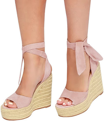 Womens Open Toe Tie Lace Up Espadrille Platform Wedges Sandals Ankle ...