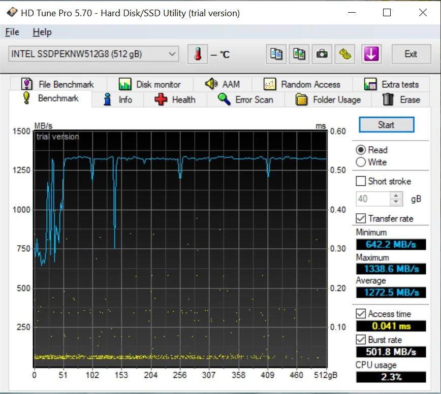 Benchmark HD Tune Pro 5.70 Asus Vivobook Ultra A412FA EK303T