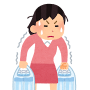 重い水を運ぶ人のイラスト（女性）