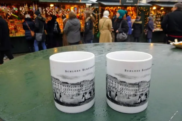 Vienna in winter: Mugs at the Schloss Schönbrunn Christmas Market