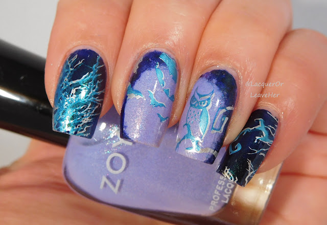 Dixie Plates DP 05 over Zoya Aster and Olivera