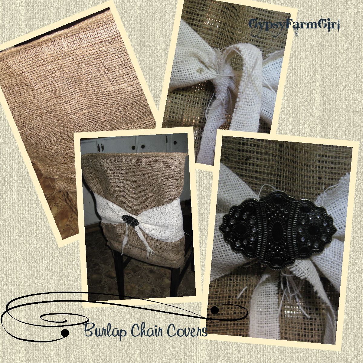 GypsyFarmGirl Burlap and Beltbuckle Chair Covers