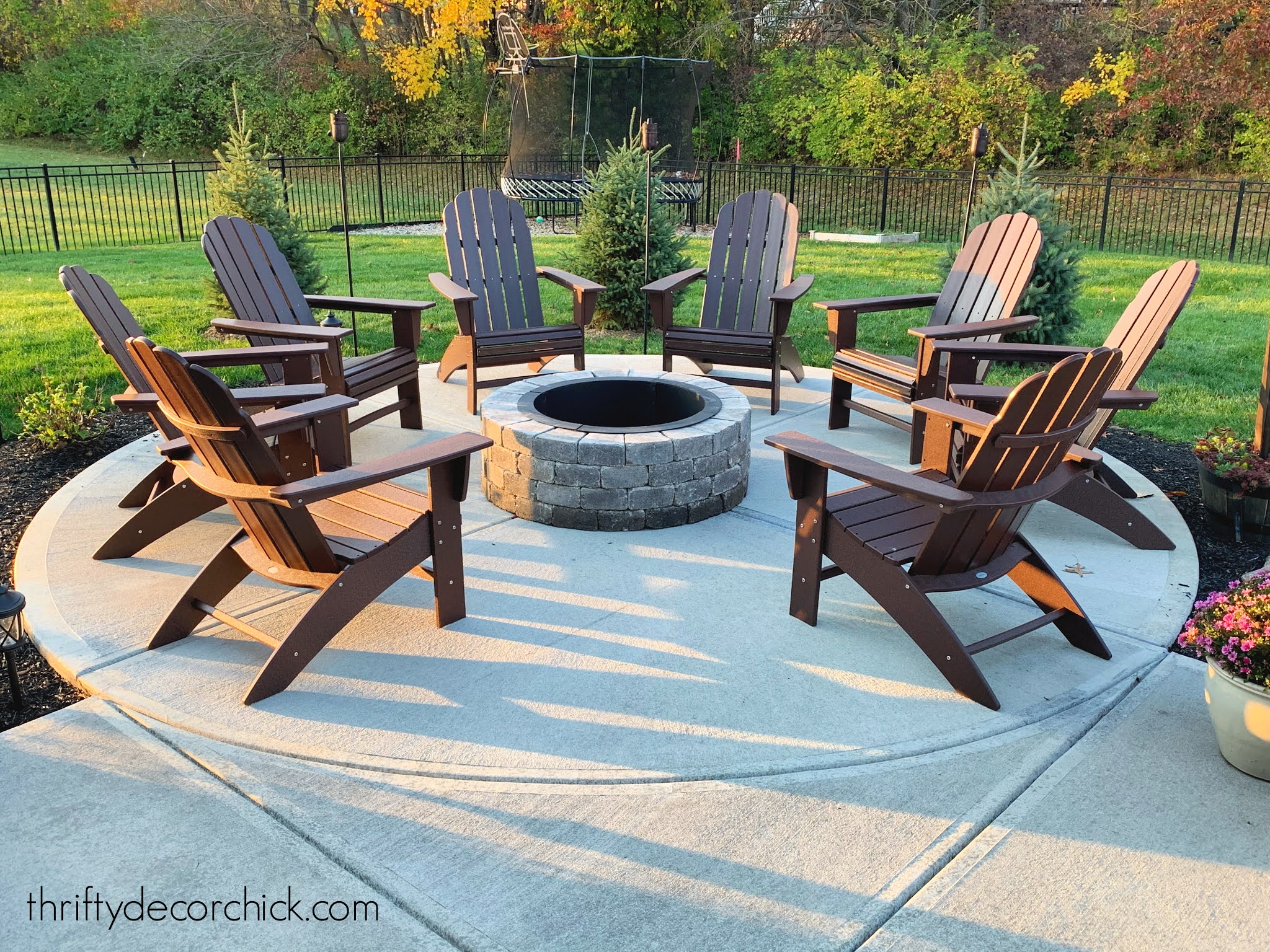 Our Round Patio Fire Pit With Adirondack Chairs | Thrifty Decor Chick