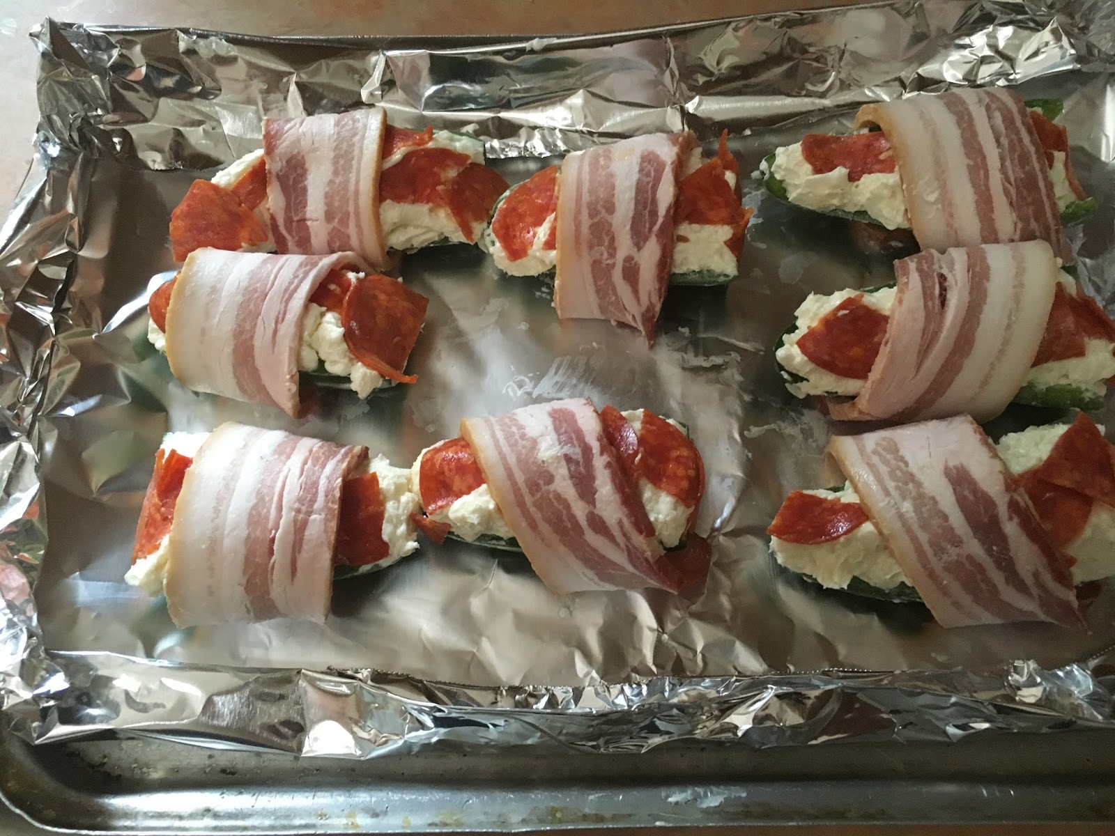 Easy Life Meal and Party Planning Bacon wrapped Pepperoni Stuffed