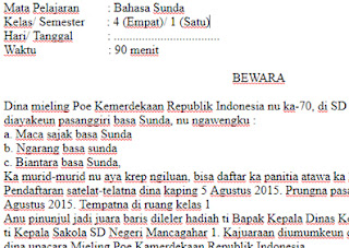 Soal UAS UKK Bahasa Sunda Kelas 4 SD Semester 2 | Dokumen , Psikotes