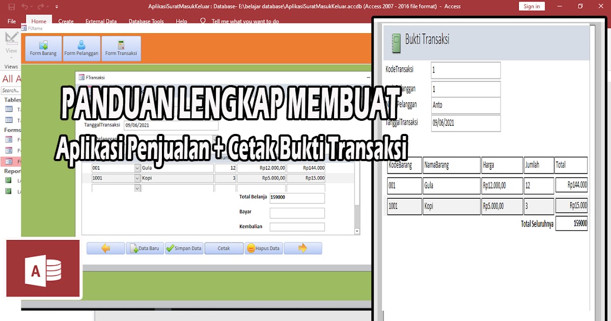 MEMBUAT APLIKASI PENJUALAN DAN BUKTI TRANSAKSI