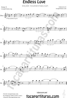 Oboe Sheet Music for Endless Love Pop Baladas Music Scores