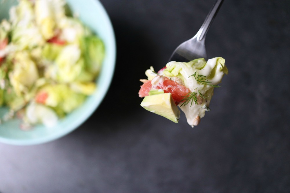 Homemade Dill Ranch Salad with Bib Lettuce, Grapefruit and Avocado