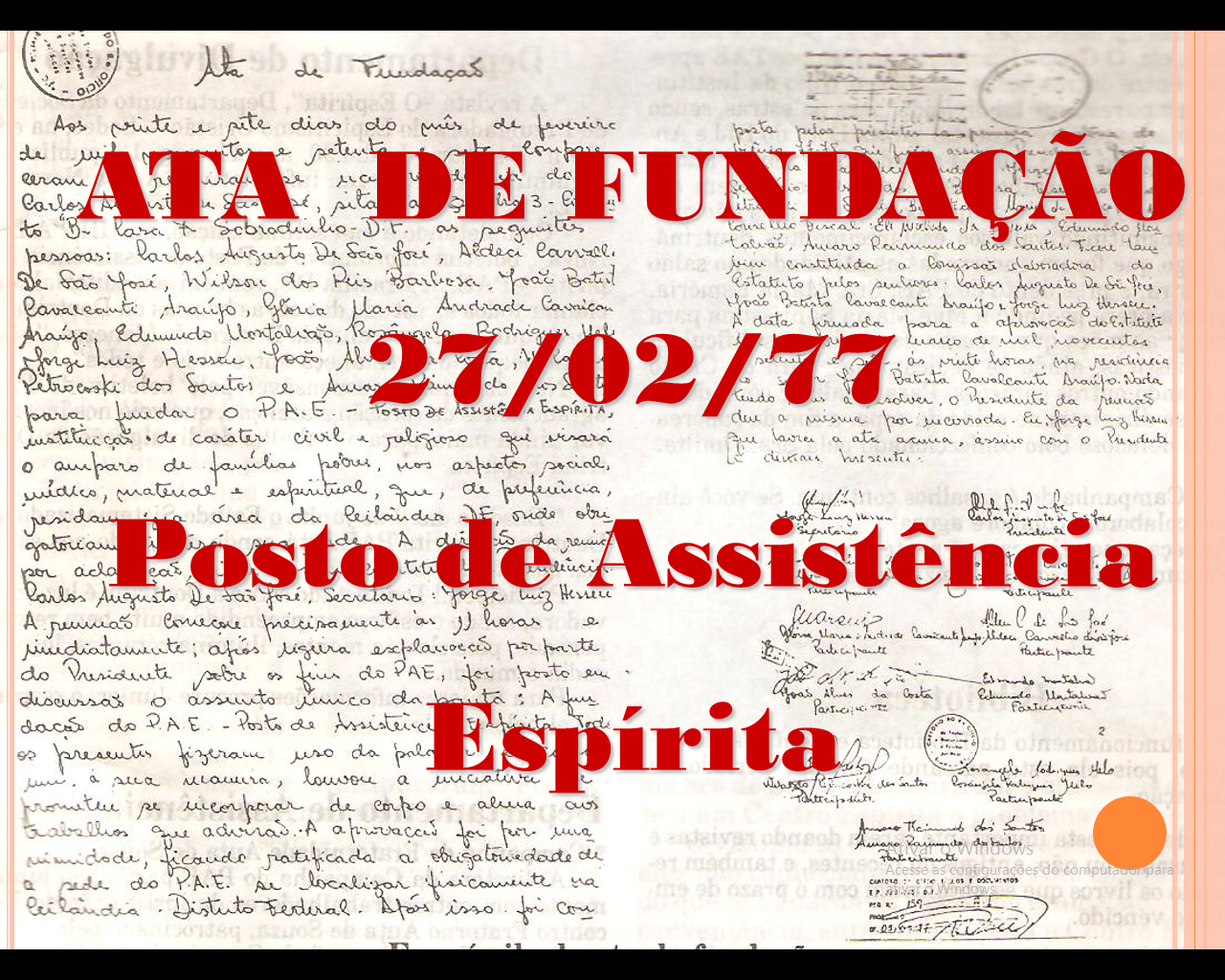 HISTÓRIA DO PAE - POSTO DE ASSISTÊNCIA ESPÍRITA