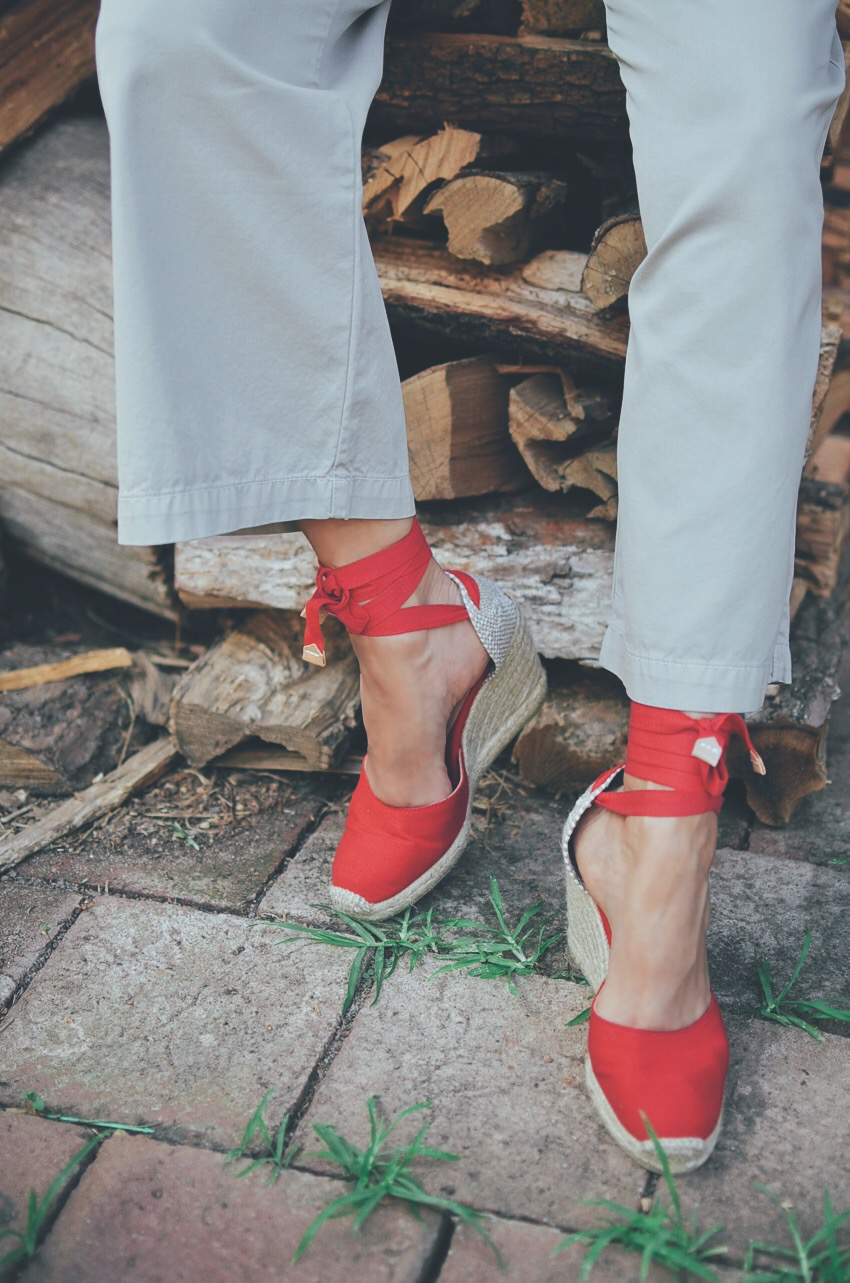 Red espadrilles outfit Clearance