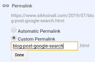 Blog Post Custom permalink में custom URL कैसे बनाएं Blog Post Custom permalink में custom URL कैसे बनाएं, Blogger Website Post permalink me Post Custom URL Link kaise banaye