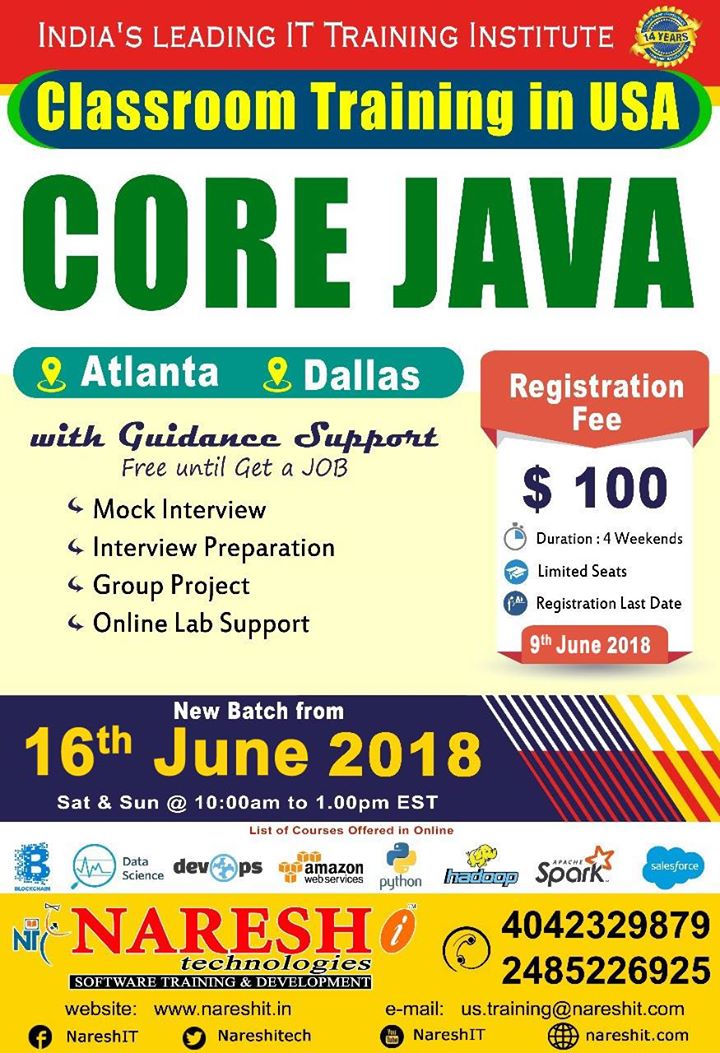 Java Classroom Training in the USA - Naresh i Technologies: Core Java ...