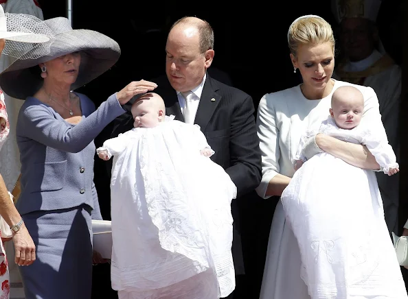 Prince Albert II of Monaco, Princess Gabriella of Monaco, Prince Jacques of Monaco and Princess Charlene of Monaco attend The Baptism Of The Princely Children