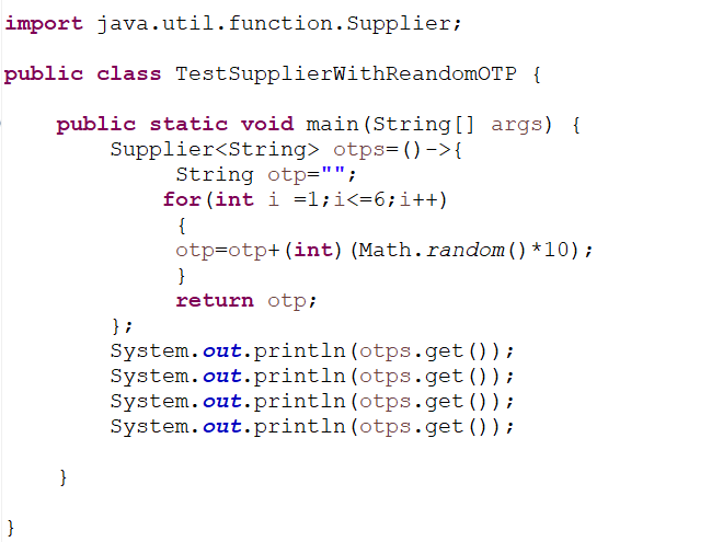 Supplier Interface - JAVA 8 FEATURES