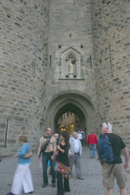 Entrance into the center of the walled in  city of Carcassonne.