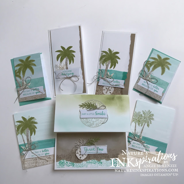 By Angie McKenzie for Crafty Collaborations Kits Collection Blog Hop; Click READ or VISIT to go to my blog for details! Featuring the A Little Smile Card Kit and Timeless Tropical Stamp Set by Stampin' Up!; #justbecausecards #thankyoucards #randomactofkindnesscards #minislimlinecards #stamping #cardkits #kitscollectionbloghop  #timelesstropicalstampset #20212022annualcatalog #simplestamping #multiplecardsmadeeasy #naturesinkspirations #makingotherssmileonecreationatatime #cardtechniques #stampinup #stampinupink #handmadecards