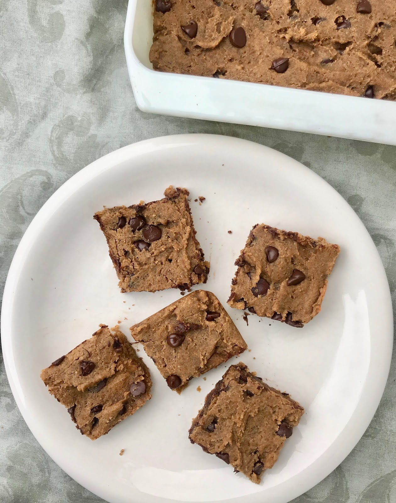 Savory Moments Chocolate chip chickpea blondies