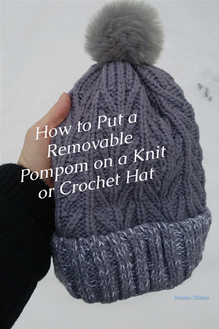 how to put a removable fur pompom on a handmade winter hat