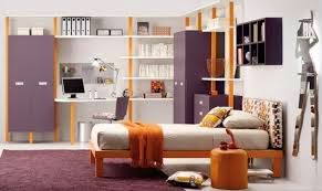 Habitación en naranja y lila - Ideas para decorar dormitorios