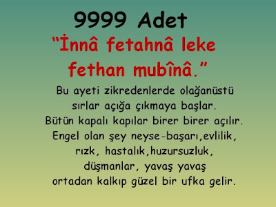 9999 adet fetih suresi