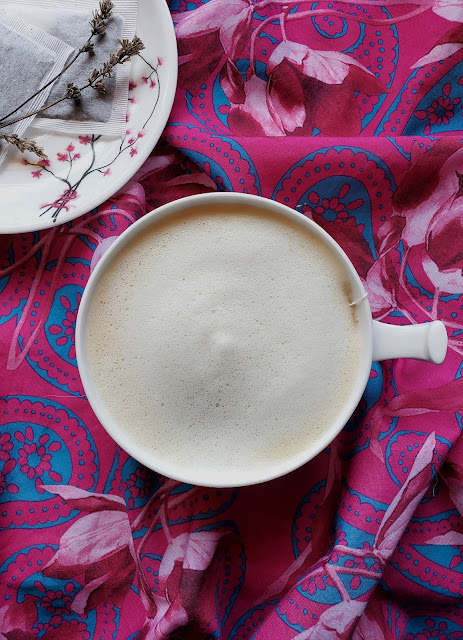 Vegan london fog sitting on a table