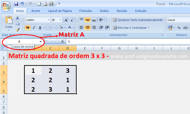 Calculando determinantes de matrizes usando o Excel [matriz quadrada]