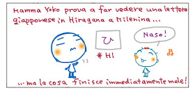 Mamma Yoko prova a far vedere una lettera giapponese in hiragana a Milenina... …ma la cosa finisce immediatamente male! Hi Naso!