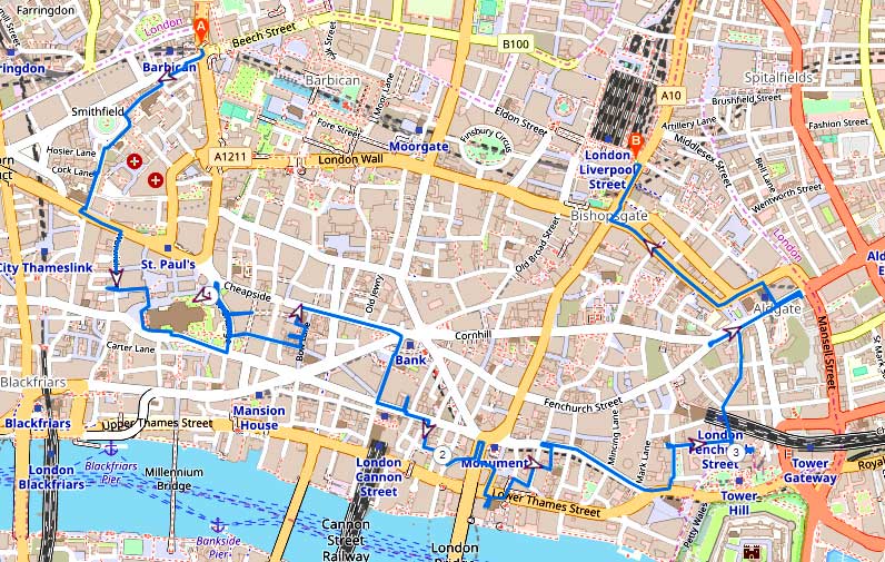 City Of London Map Pdf Walk 13 - London City Passages, Alleys And Hidden Treasures