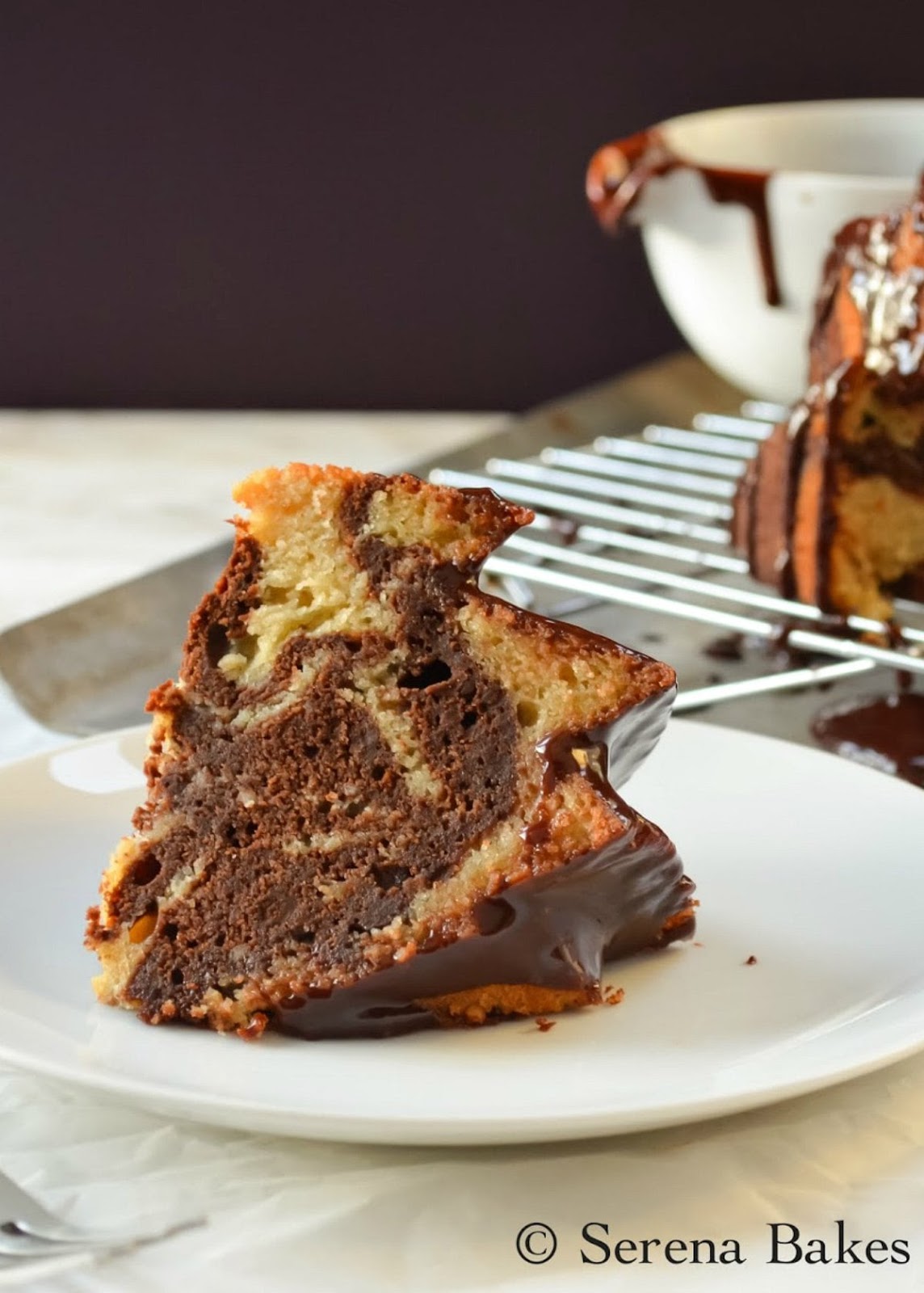 Buttermilk Marble Bundt Cake with Chocolate Glaze Serena Bakes Simply