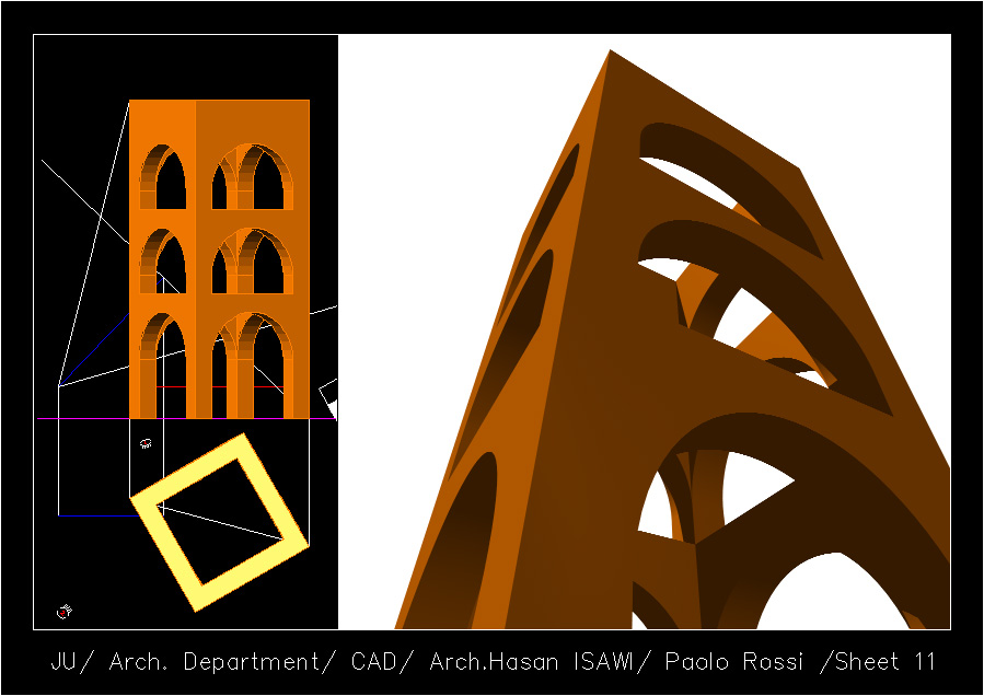 الرسم المعماري بالحاسوب/CAD: انواع المنظور ونظرية الظلال