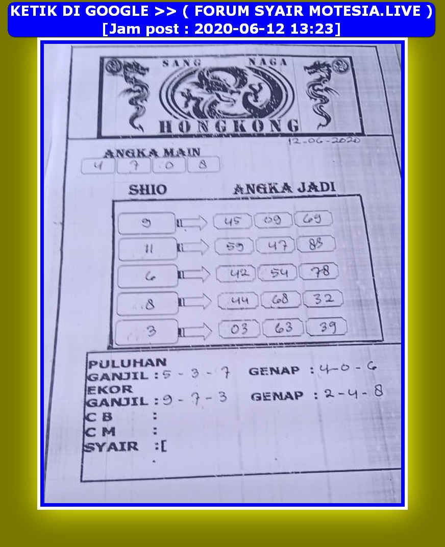 Forum Syair Hongkong KODE SYAIR RAMALAN TOTO