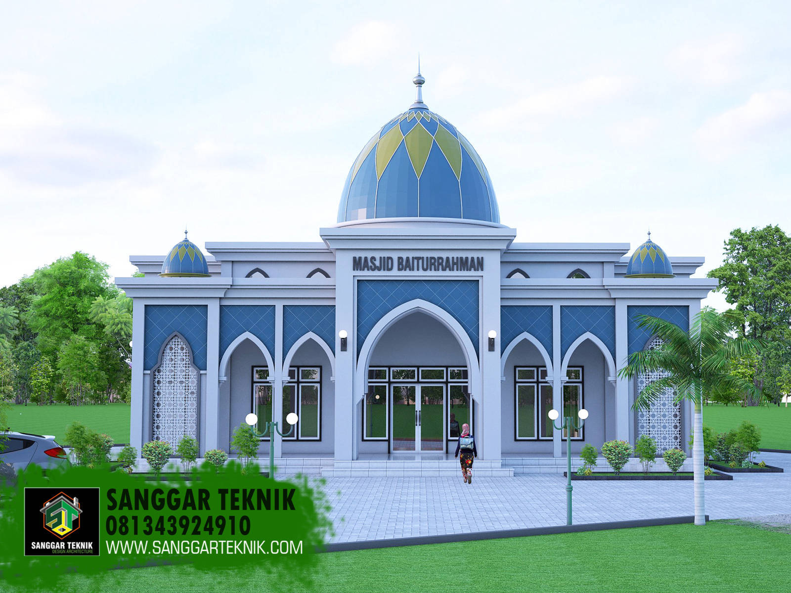 DESAIN MASJID MINIMALIS MODERN 15X15 1 LANTAI TERMASUK TERAS SANGGAR