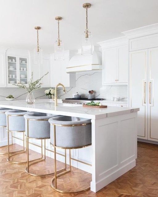 Amazing Kitchen Island Stools with Gold Bases for an elegant Home ...