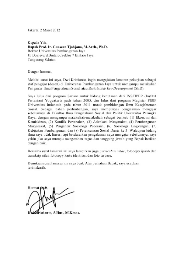 Contoh Surat Lamaran Kerja Honorer Di Kantor Bupati