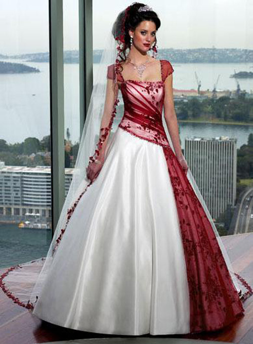 Red and White Wedding Dress Designs For Christmas Day