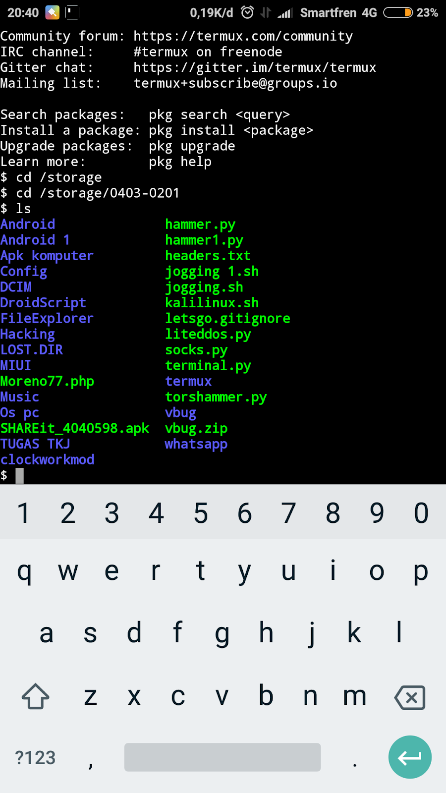 Cara mengakses file SD CARD dan penyimpanan internal di termux