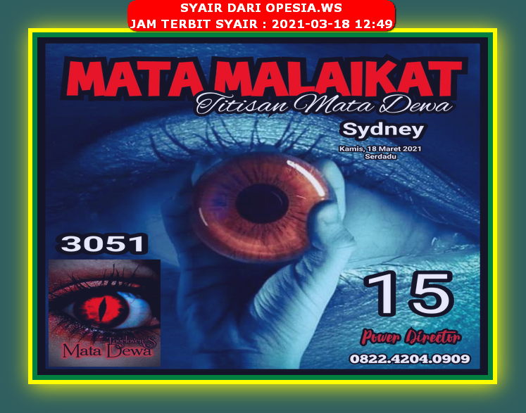 Syair Dari Opesia Ws Sdy 18 Maret 2021