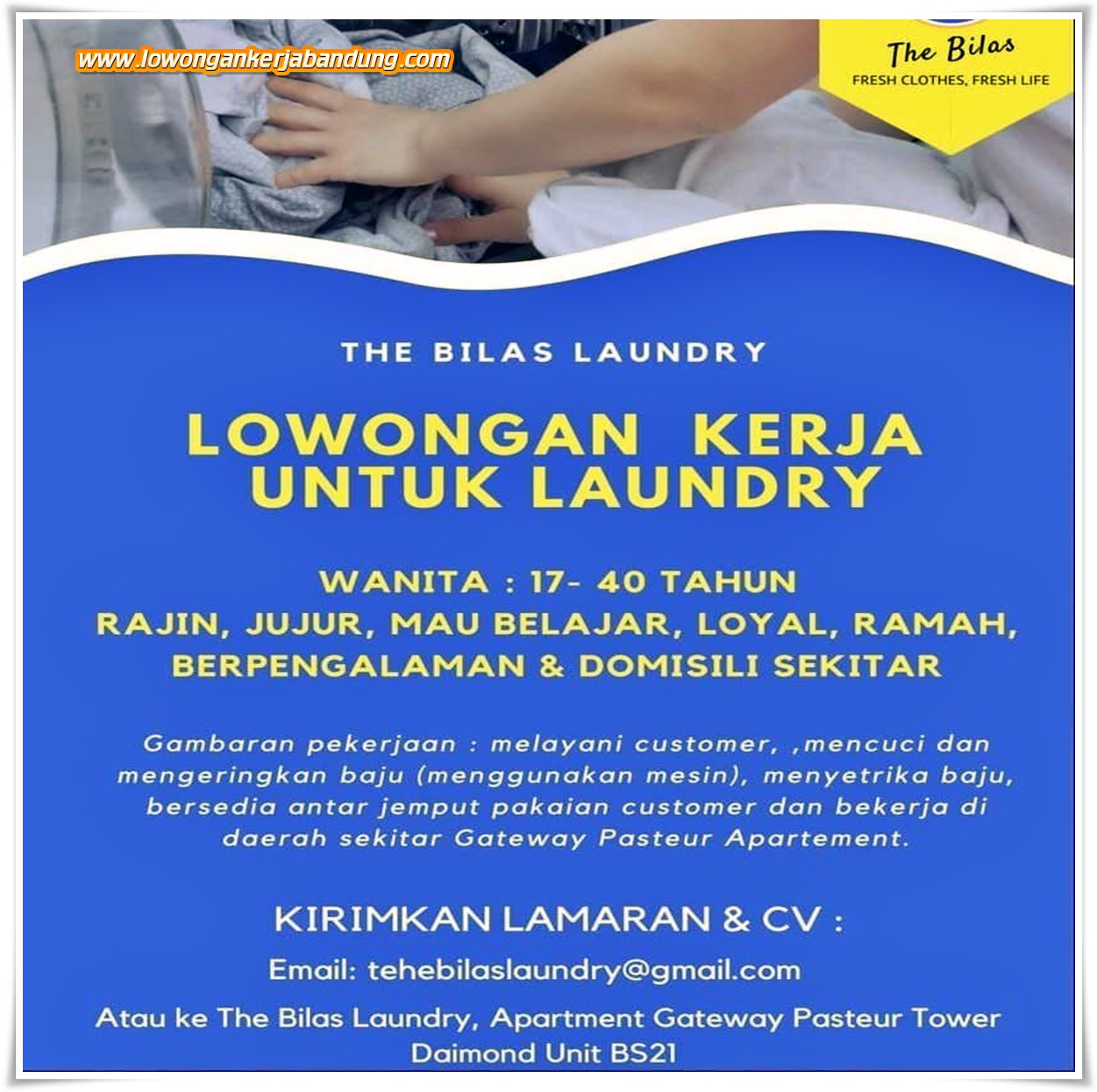 Lowongan Kerja Laundry The Bilas Bandung - Loker Bandung Hari Ini