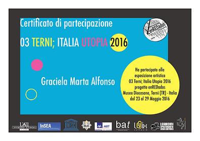 Certificado de Participación "UTOPÍA TERNI" Italia