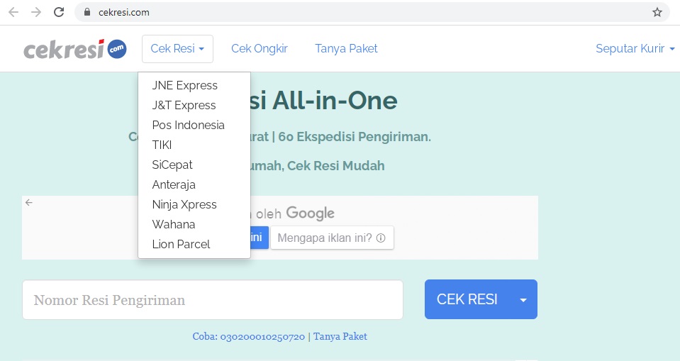 13 Website Penyedia Cek Resi Online Gratis Campusnesia Co Id
