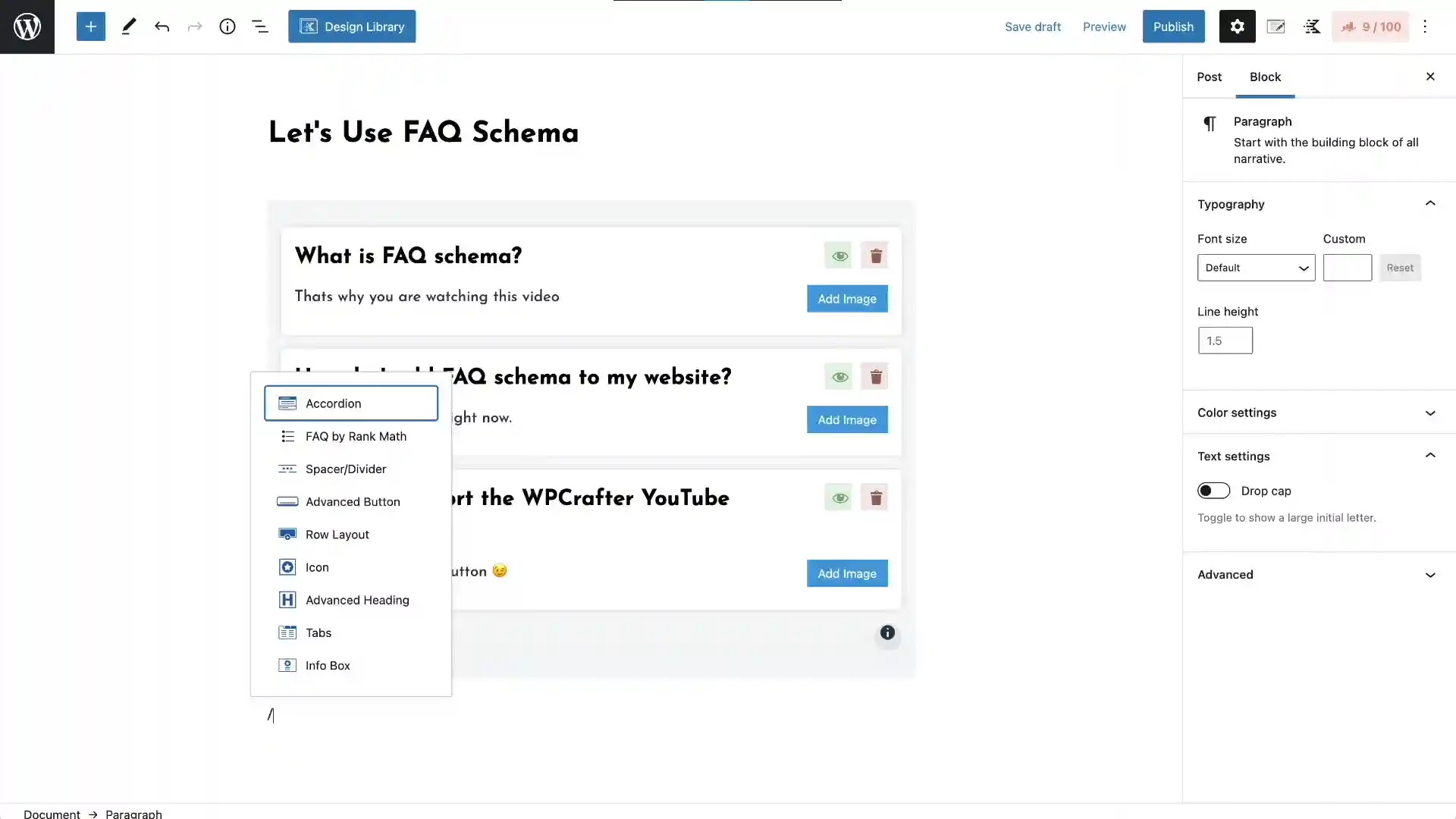 FAQ using Accordion Blocks in WordPress