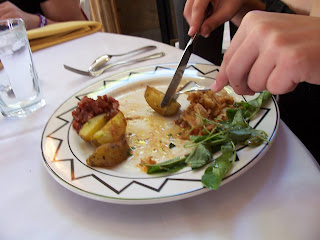Continental dining; fork and knife; eating; dining