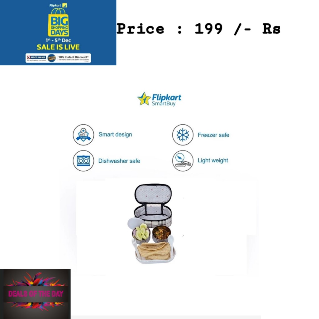 Flipkart SmartBuy Check printed 3 container lunchbox 3 Containers Lunch