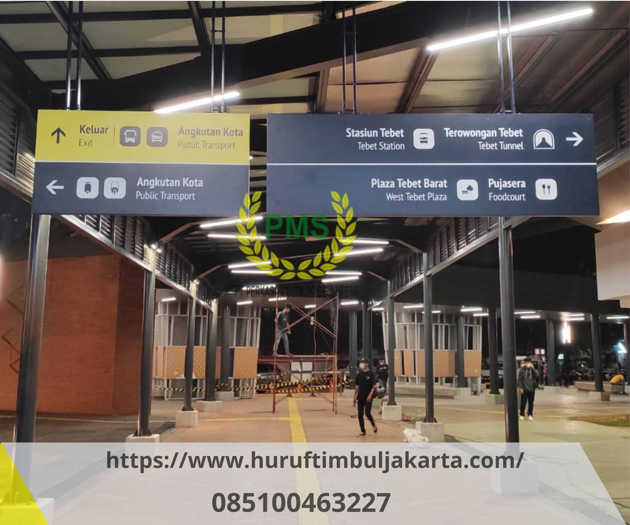 Huruf timbul Jakarta, pembuatan Signage Petunjuk arah Stasiun Tebet
